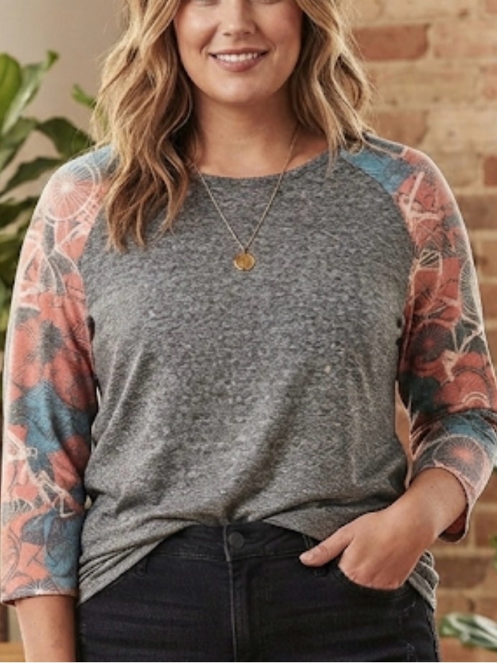 LuLaRoe Grey & Multicolor Bicycle Print Raglan Tee (2X)